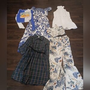 SHEIN Kids Casual Dress and Jumpsuit Collection in Blue, White, and Green